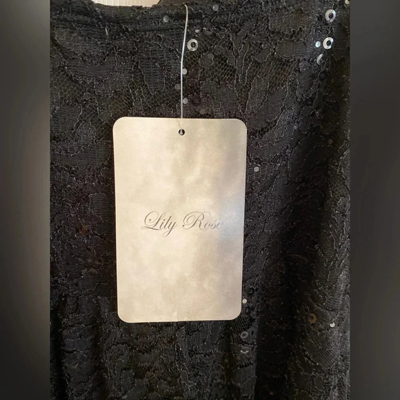 NWT Lily Rose black lace sequin evening cocktail dress small - Picture 11 of 13